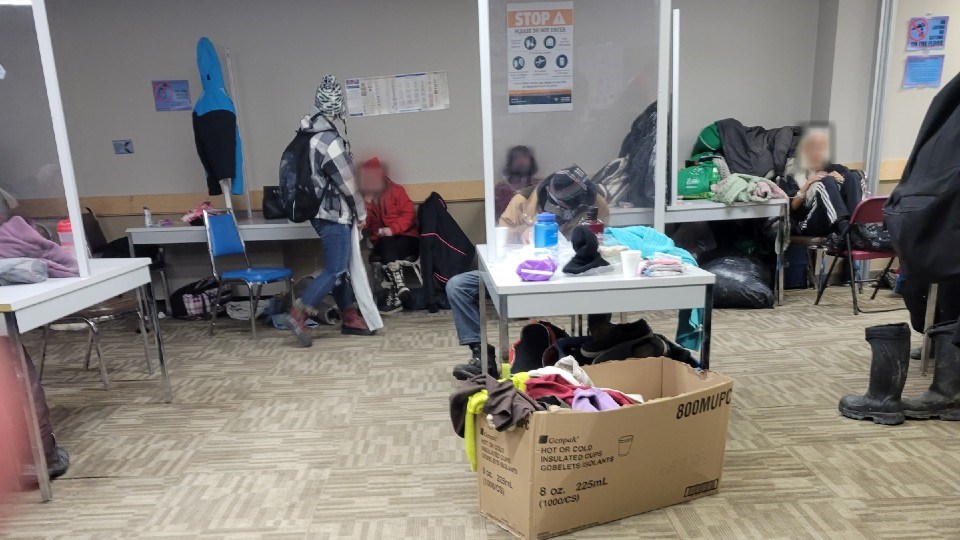 Supplied photos show the interior of the city-funded warming station for members of the downtown homeless population, operated on a lower floor of Tom Davies Square. 