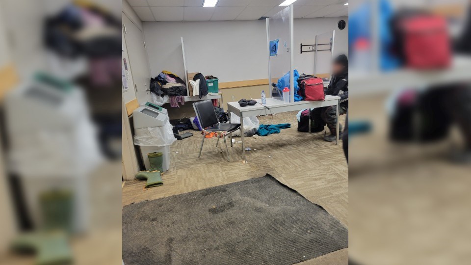 Supplied photos show the interior of the city-funded warming station for members of the downtown homeless population, operated on a lower floor of Tom Davies Square. 