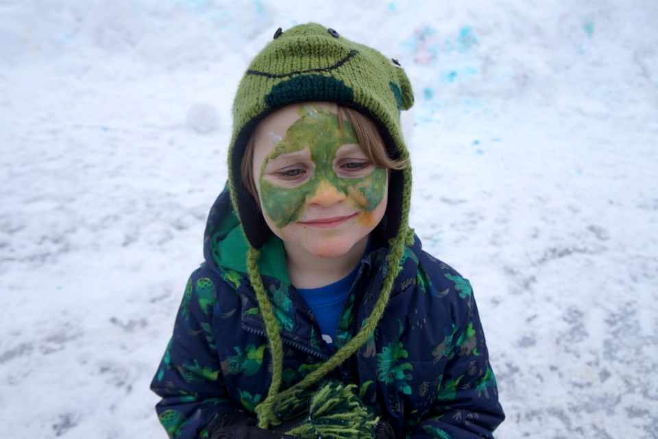 Maximus Arts, age 5, proudly shows off his painted face. He was at the Beaver Lake Winter Carnival with his mother, Jenna Healy.