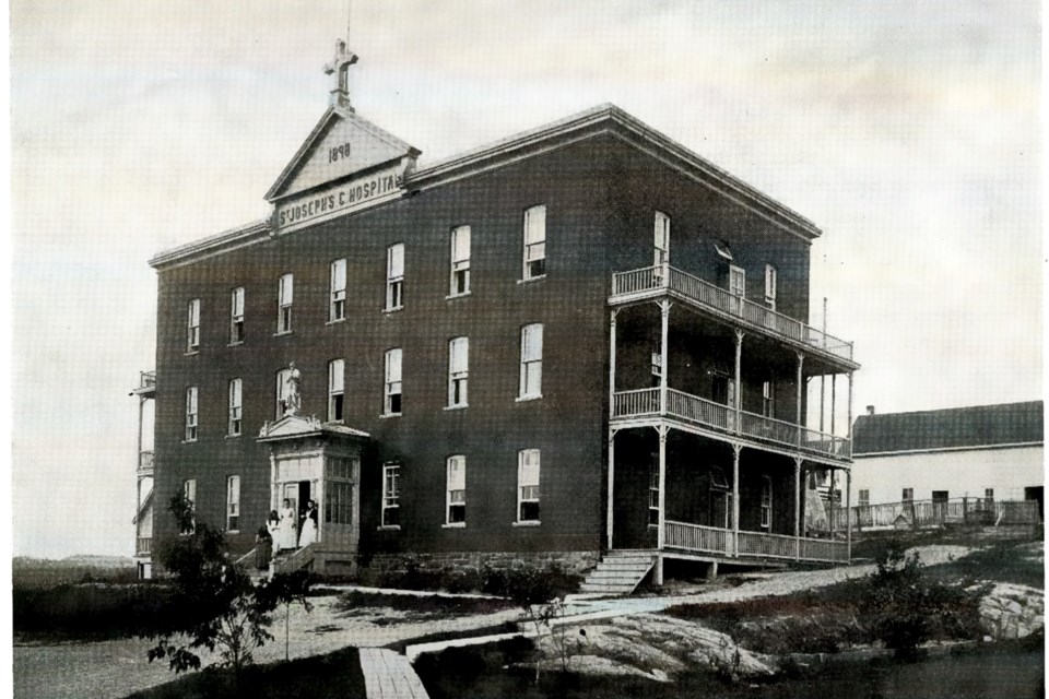 The original site of St. Joseph’s Hospital before the construction of several additions to expand the footprint of the hospital to accommodate a growing community.