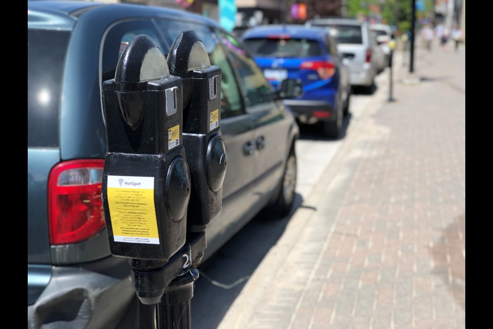 Parking meters in downtown Sudbury. (Heather Green-Oliver/Sudbury.com)
