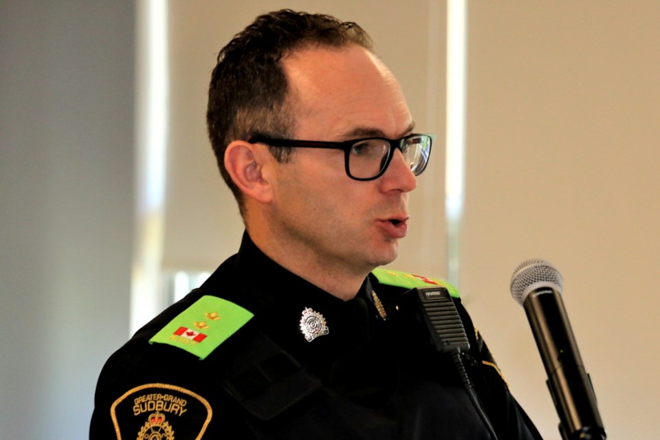 Greater Sudbury Police Service acting deputy chief Dan Despatie speaks at the memorial event for the 1984 Falconbridge Mine tragedy, held June 20 at Legion Branch 336 in Falconbridge.
