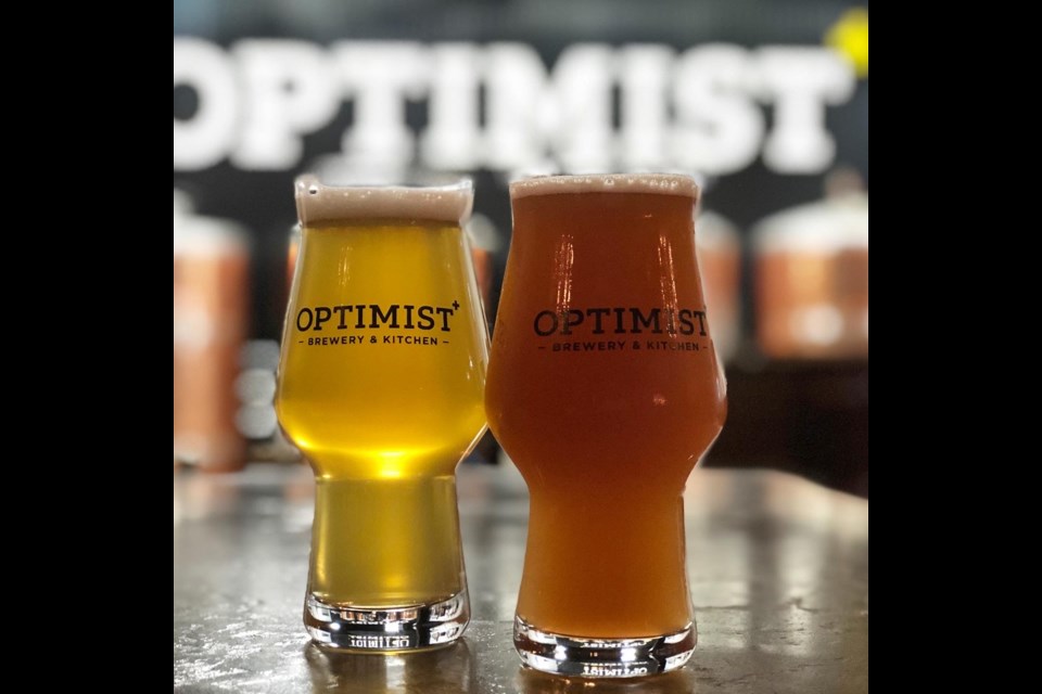 Optimist Brewery + Kitchen does it differently. Even the glasses make a statement!