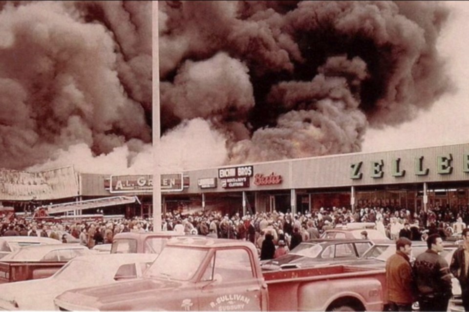Sudbury's most expensive fire up to that date occurred on April 28, 1969, when the New Sudbury Shopping Centre, located at the corner of Lasalle Boulevard and Barrydowne Road, was completely destroyed with a loss of $1,775,215. 