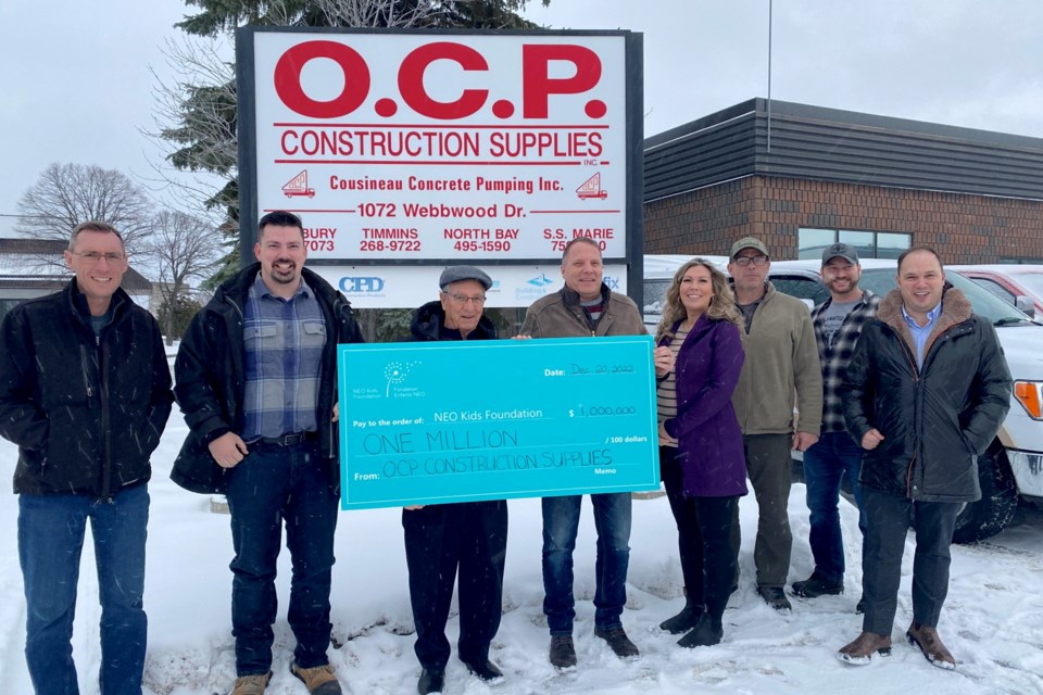 Sudbury’s Cousineau family and their Northeastern Ontario-based company, OCP Construction Supplies, have made a recent $500,000 donation to NEO Kids Foundation which brings their total giving since 2020 to $1 million.