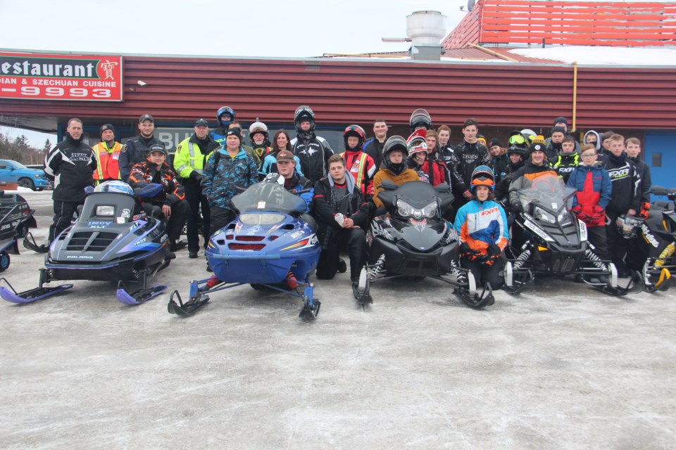 During S-Days, students at the school spend one day in the classroom, learning snowmobile safety from guest speakers including Greater Sudbury Police and the Sudbury Trail Plan Association. The next day, they hop on their sleds for an escorted ride from Lively to Nairn Centre and back. This year, 30 students participated in the event Feb. 22-23. (Heidi Ulrichsen/Sudbury.com)
