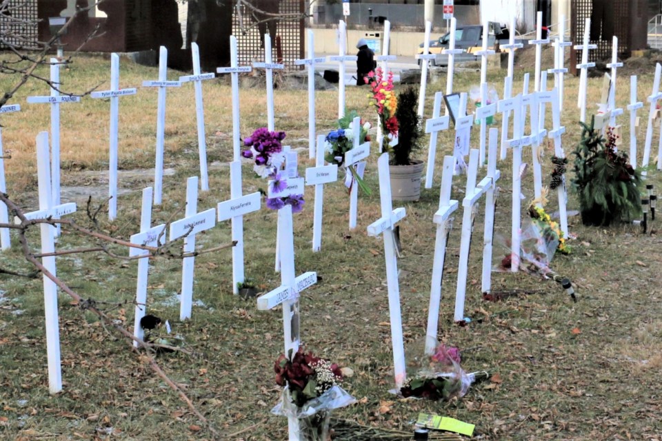 The Crosses for Change memorial in downtown Sudbury highlights just how many lives the opioid crisis has claimed.