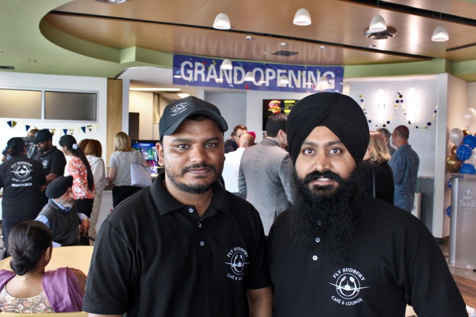 Fly Sudbury Café & Lounge co-owners Lakhvir Singh Mann and Ranjodh Singh are seen during Thursday’s grand opening celebration. 