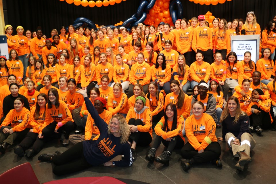 Some of the 200-plus secondary school students from across Greater Sudbury and Manitoulin Island who took part in the Jill Of All Trades event at Cambrian College on Oct. 24.