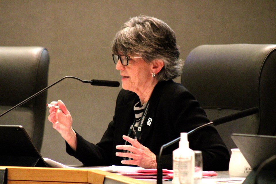 Ward 9 Coun. Deb McIntosh is seen during Tuesday’s city council meeting, at which she expressed support for proposed changes to the city’s network of emergency services infrastructure. 