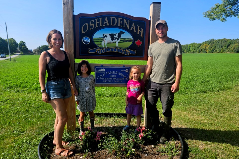 Alex Anstice and his young family — wife, Caroline Black, and two daughters, Emily and Chloe — are fourth generation dairy farmers in Tehkummah, near Providence Bay. Alex attended Guelph University for Veterinary School and brings a lot of credentials to the job. This month, Alex Anstice has been featured on the cover of the milk producer magazine to discuss cow nutrition. He produces a quality feed in house believing firmly that “you are what you eat”.