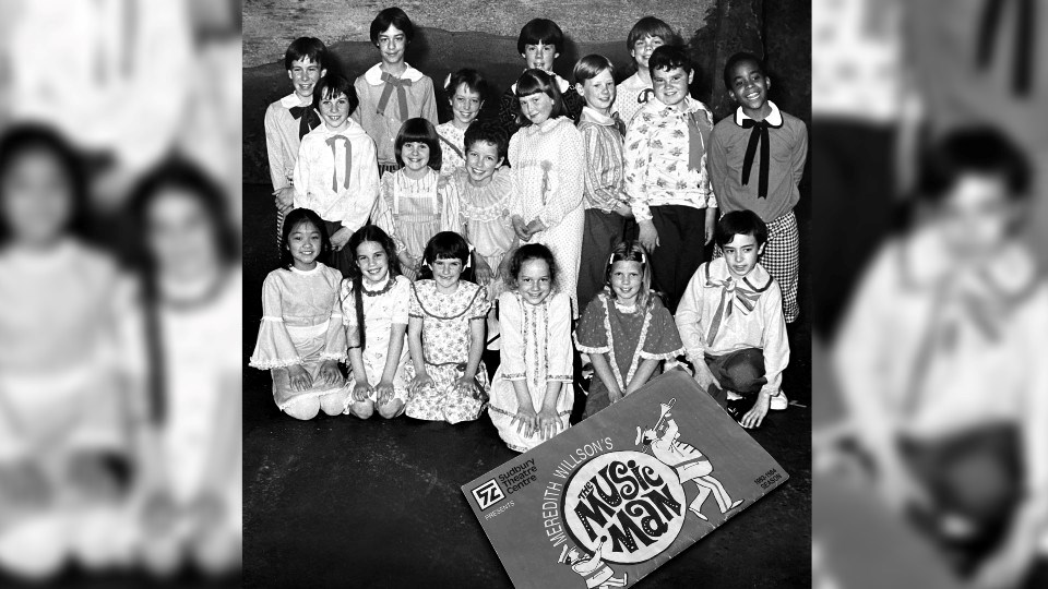 Kelly Straughan, third from bottom left, made her theatre debut in The Music Man in 1984.