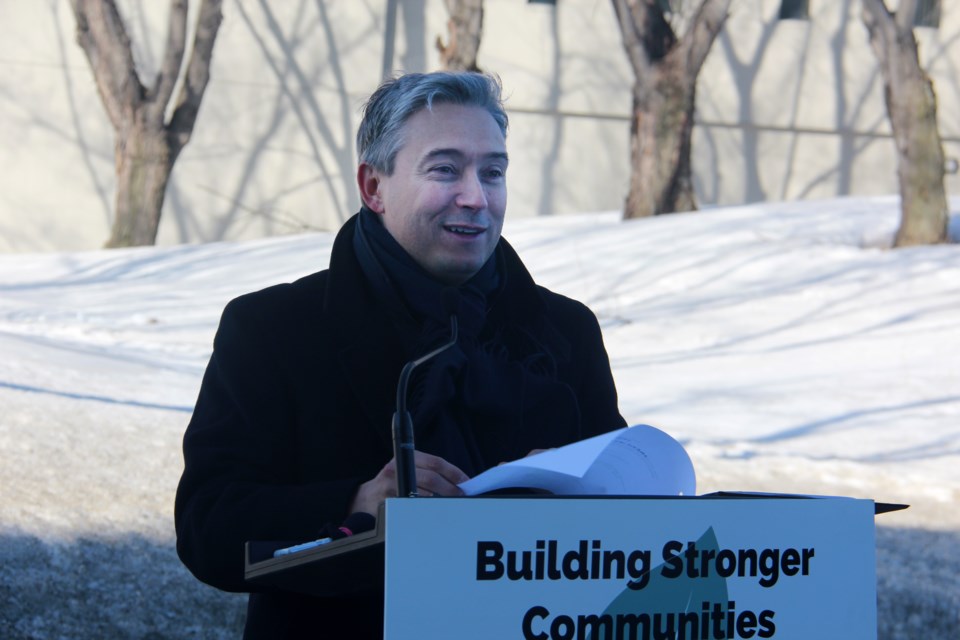 François-Philippe Champagne, federal minister of infrastructure and communities, speaks at a press conference in Greater Sudbury on Wednesday. (Heidi Ulrichsen/Sudbury.com)