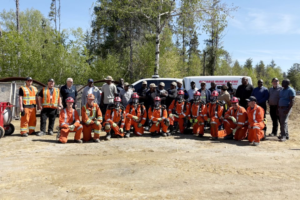 Ontario mine rescuers were training in Onaping this week with members of a delegation of mining officials from Zambia who are in Sudbury to learn about organizing an international mine rescue event. 