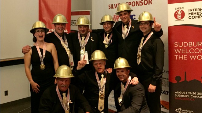 The mine rescuers from Kirkland Lake Gold were crowned the overall winners of the 10th International Mines Rescue Competition during a closing ceremony Friday night. Supplied photo.