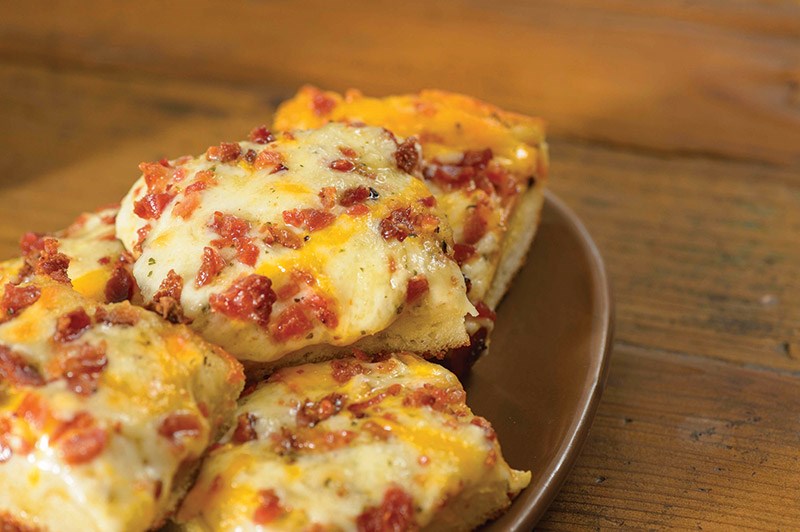 Papa Murphy’s Thick N Cheesy Bread with bacon.