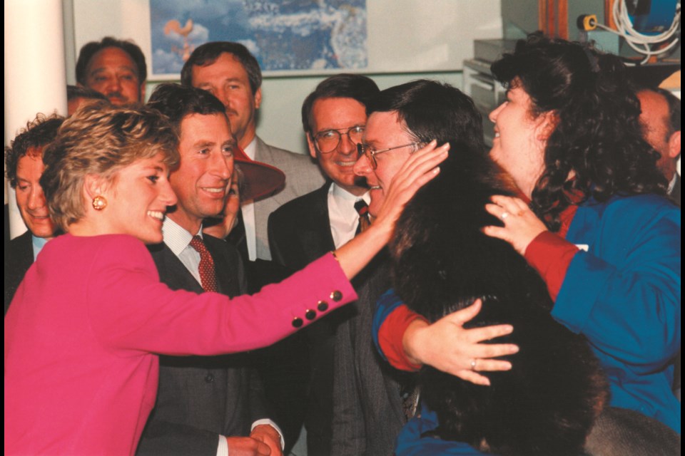 Princess Diana and Prince Charles greet Science North's beaver in 1991. (Photo courtesy of Science North)
