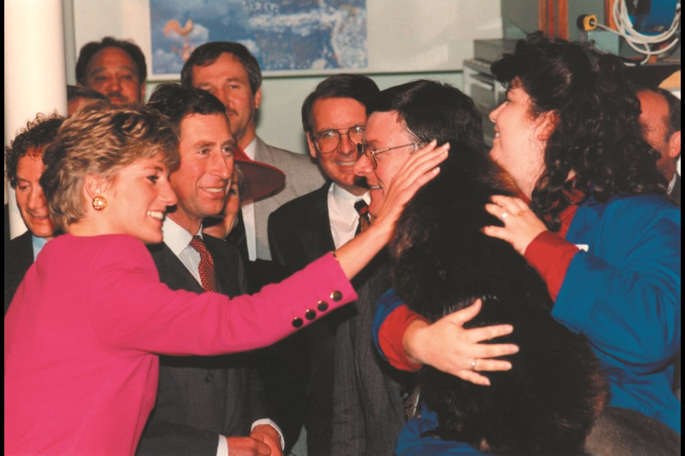 Princess Diana and Prince Charles greet Science North's beaver in 1991. (Photo courtesy of Science North)
