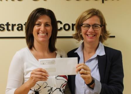 Kari Gervais VP Clinical Services and Chief Nursing Officer (left) and Jo-Anne Palkovits, President and CEO, St. Joseph’s Health Centre. Gervais was one of three recipients of a $1,000 bursary through the St. Joseph's Health Centre Education Bursary Program. (Supplied)
