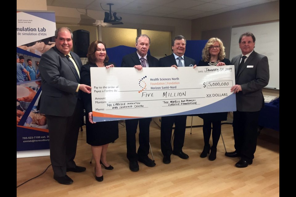 The Labelle family of Cochrane donated $5 million on Jan. 31 to Health Sciences North's Innovation and Learning Centre. (Heidi Ulrichsen / Sudbury.com)