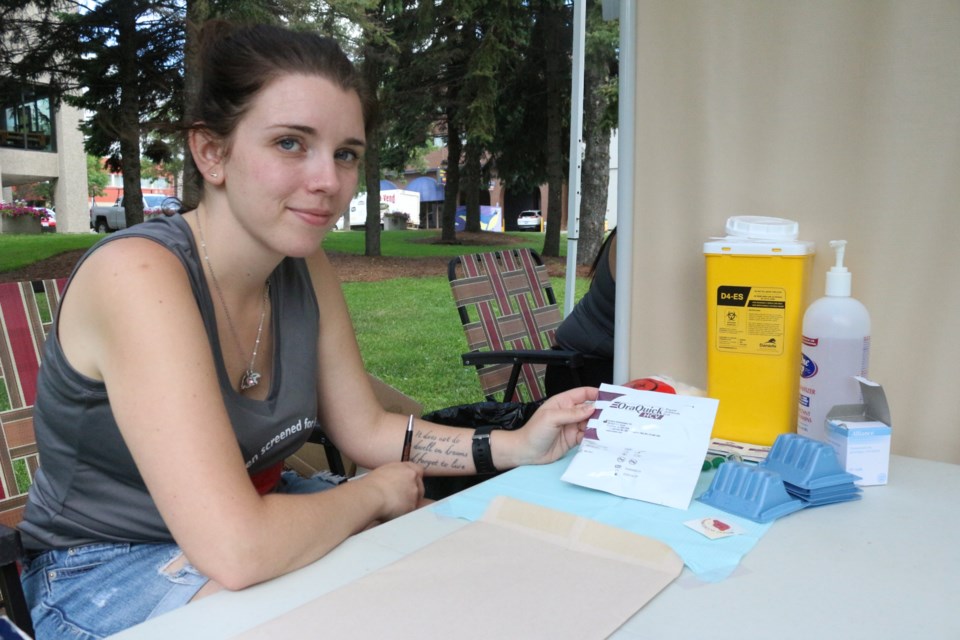 Réseau ACCESS Network offered hepatitis C screening with point of care at a World Hepatitis Day event in Memorial Park on July 30. Pictured is outreach testing nurse Dominica Anderson. (Heather Green-Oliver/Sudbury.com)