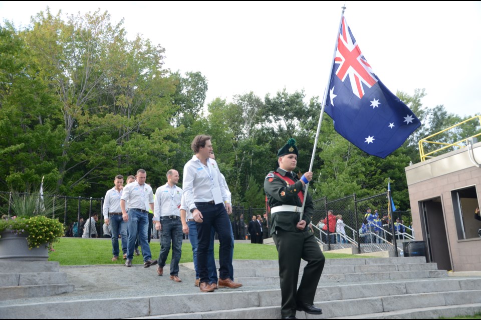 A parade of teams kicked off the 2016 International Mines Rescue Competition's opening ceremonies at Grace Hartman Amphitheatre on Sunday. Photo by Arron Pickard.