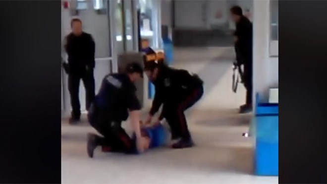 Jeremy Terry captured video of the shooting from inside the transit terminal downtown Sudbury on April 1, 2018. (Screen capture)