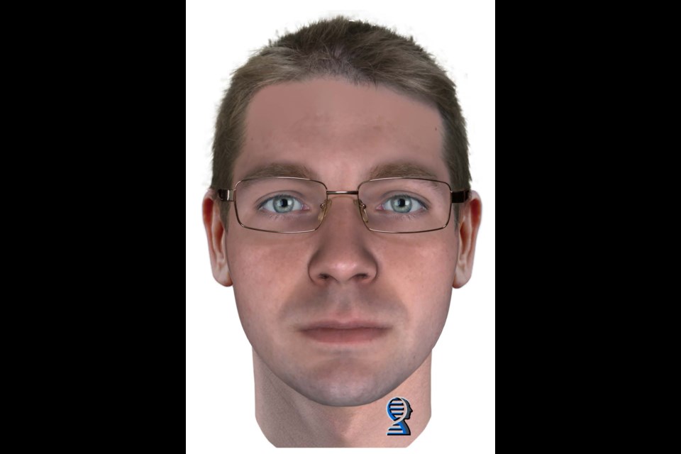 This is the new composite sketch of the Reneé Sweeney murder suspect produced by Parabon NanoLabs, a DNA technology company in Virginia, with its Snapshot NDA Phenotyping Service. Supplied image.