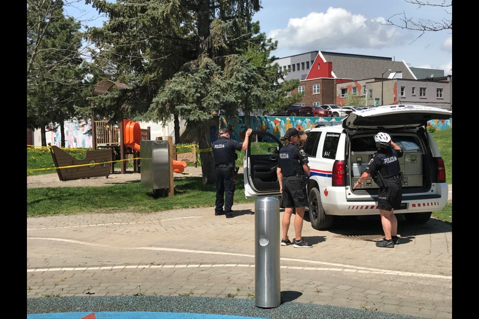 Greater Sudbury Police are investigating what is believed to be a sudden death in Memorial Park. (Heidi Ulrichsen/Sudbury.com)