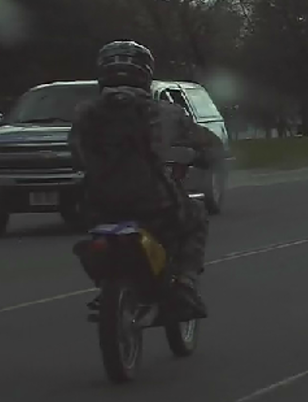 Greater Sudbury Police provided these photos of a dirt bike driver who failed to stop for officers. (Supplied)