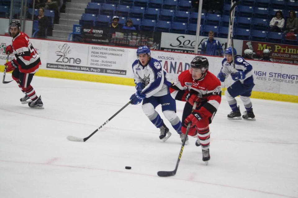 : The Ottawa 67’s beat the Sudbury Wolves 6-2 Sunday afternoon at the Sudbury Arena. The 67s outshot the Wolves 56-32. Photo by Jonathan Migneault.