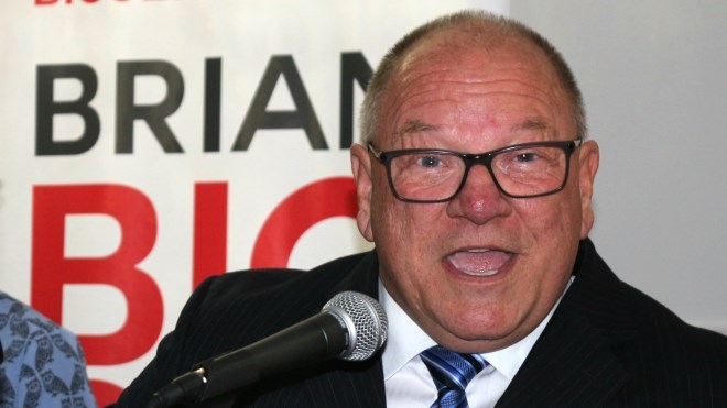 Mayor Brian Bigger addresses supporters Tuesday at the Ambassador Hotel. (Darren MacDonald)