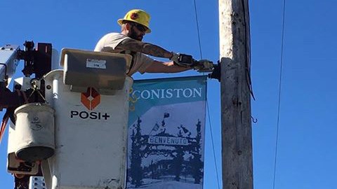  Greater Sudbury Hydro helped to install banners celebrating the community of Coniston on June 15, 2018. (Supplied Photo)
