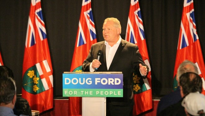 Progressive Conservative Leader Doug Ford made his first visit to Sudbury as party leader Wednesday, promising historic economic growth if his party is elected June 7. (Allana McDougall/Sudbury.com)