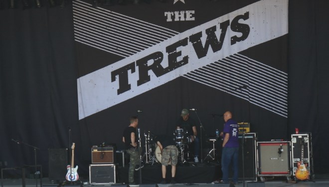 Roadies do a sound and instrument check Saturday afternoon at Feast Fest, getting ready for tonight's Trew's show at Bell Park. (Darren MacDonald)