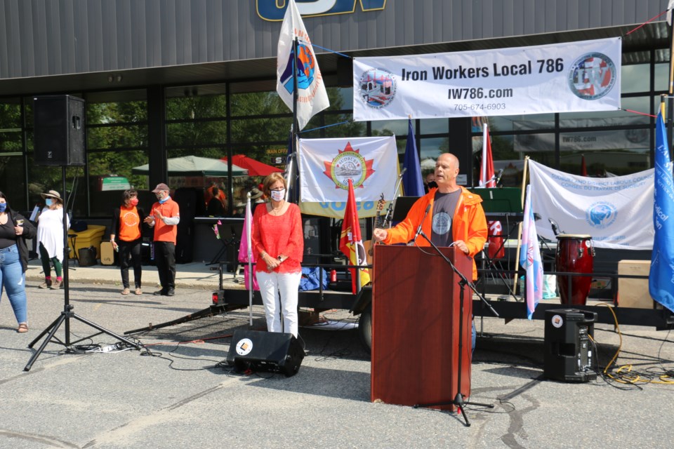 Labour Day rally held at the United Steelworkers parking lot on Brady Street.