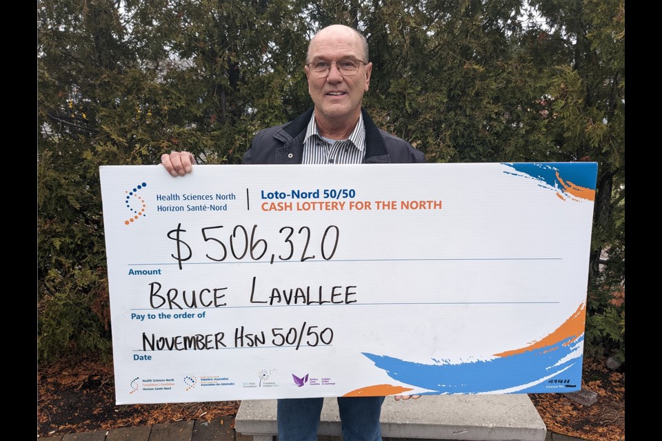Bruce Lavallee of Alban is the lucky winner of November’s $506,320 HSN 50/50 Jackpot. (Photo Supplied)