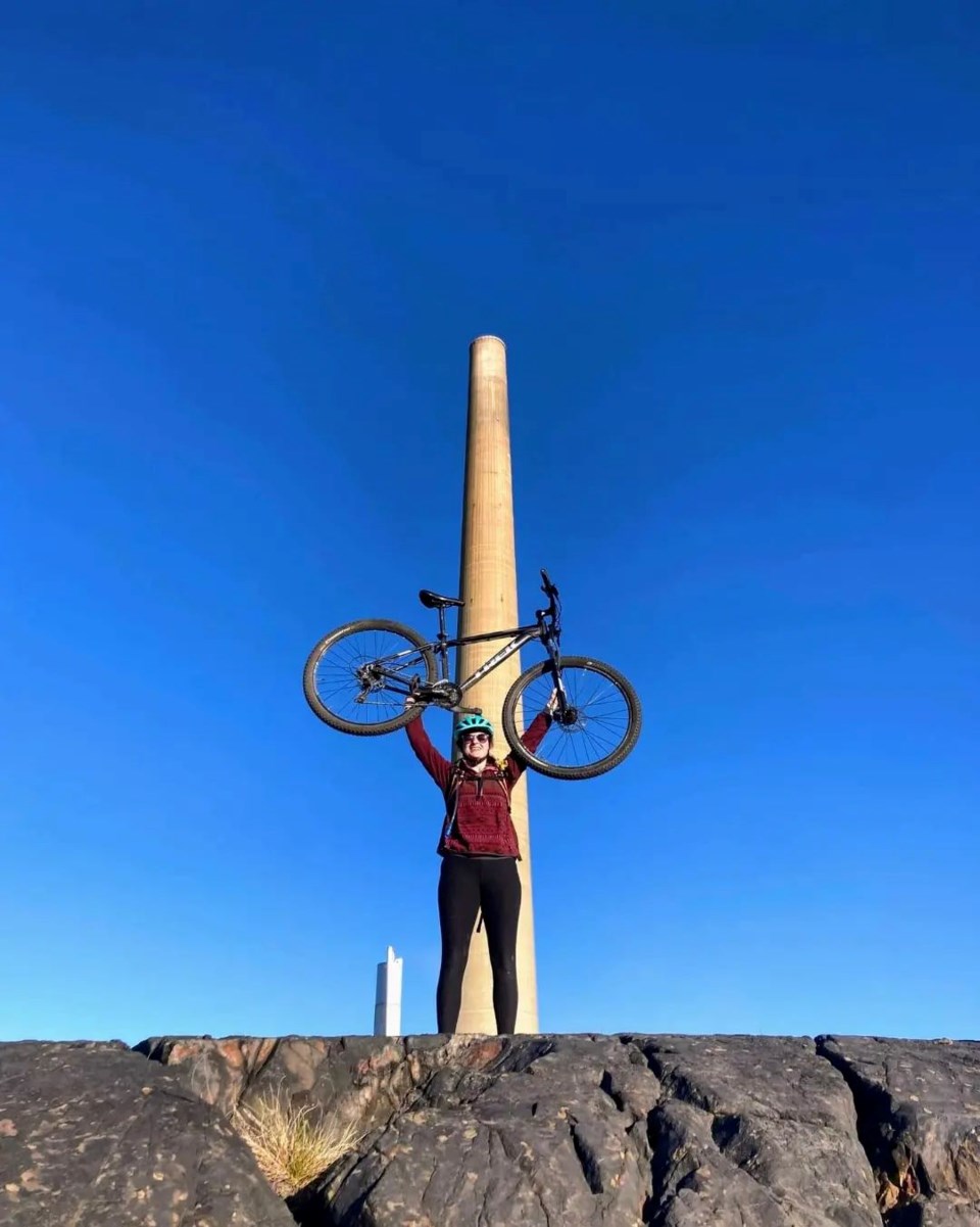 Gabrielle Fouillard geology Msc student exploring Sudbury by bike