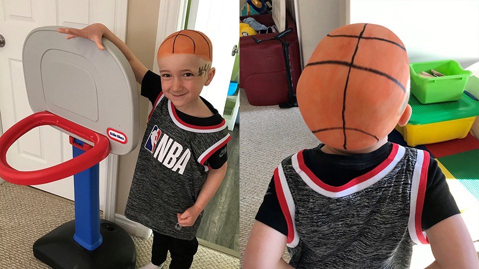 It's Spirit Week at Valley View Public School in Val Caron and Amanda Malvaso sent in photos of her four-year-old son Lucas parttaking in "Wacky Hair Workout Day!". She wrote, "My son doesn’t let his Alopecia Universals own him, he OWNS it! He may not have hair but that never stopped him."