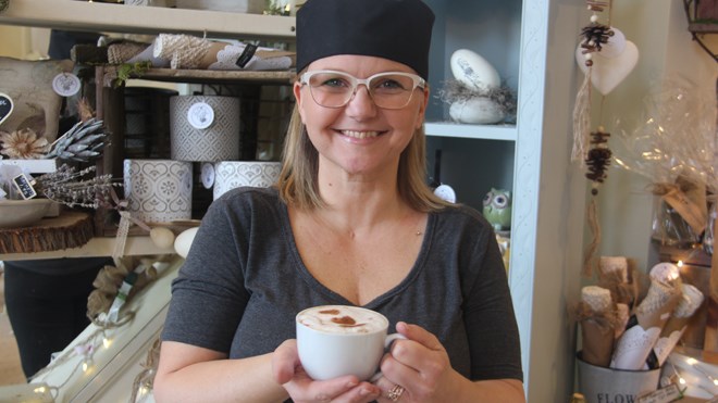 Suzette Peters opened The Cedar Nest Decor Cafe at 11 Cedar St. earlier this month. Photo by Heidi Ulrichsen.
