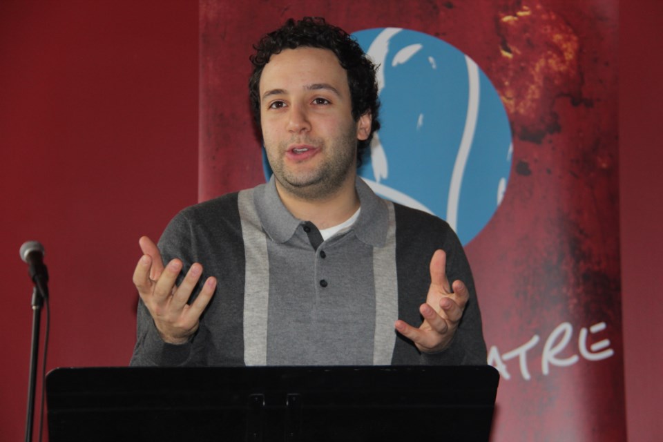 YES Theatre founder Alessandro Costantini speaks Dec. 6 at the launch of the company's ninth season. (Heidi Ulrichsen/Sudbury.com)