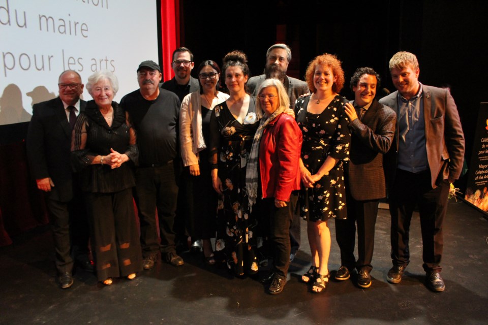 All nine finalists for the 2018 Mayor's Celebration of the Arts, along with Iona Reed Pukara. (Matt Durnan/Sudbury.com)