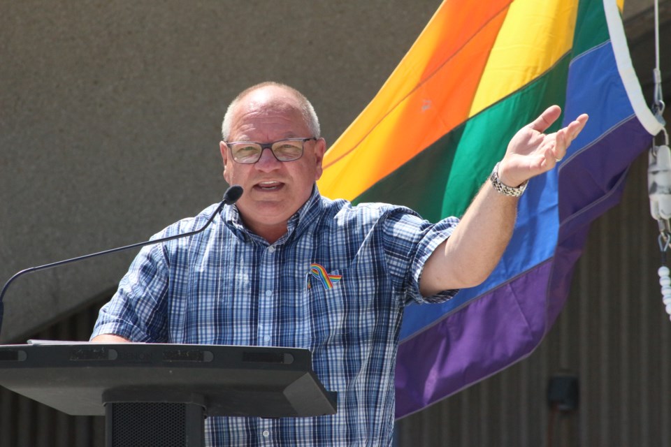 City of Greater Sudbury Mayor Brian Bigger at the Rainbow Flag Raising Ceremony on July 8. (Heather Green-Oliver/Sudbury.com)