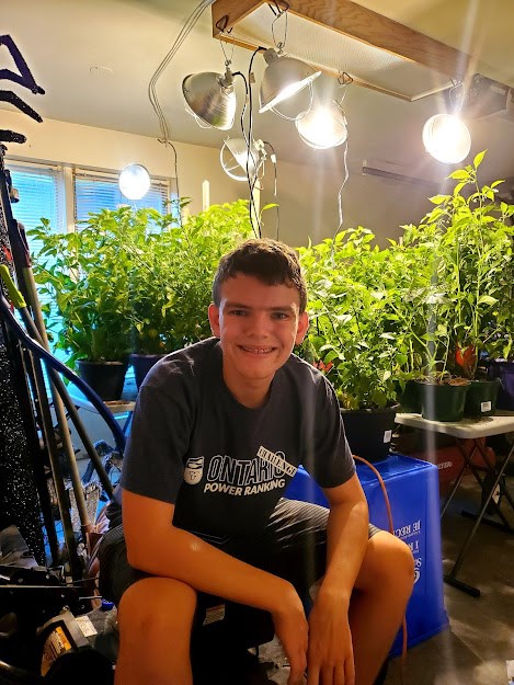 There aren’t many rooms in the house untouched by hot peppers.  They grow in Griffin’s garden, the garage otherwise known as ‘Griffin’s Groovy Grow-up Garage’ and the basement.  They are then dehydrated and ground up in the kitchen for his fan base.  
