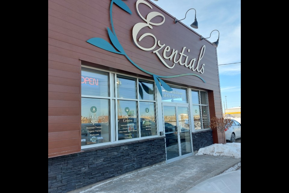 Ezentials offers 7,000 square feet of spa services, goods and the Green Leaf Café for dining or take-out.  The last room in the space has not been developed yet but it will feature a commercial-sized hot tub and eucalyptus room with shower for parties or bigger groups such as bridal parties.