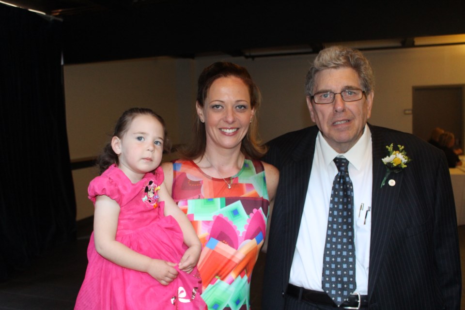 Chris Sheridan with daughter Melissa Sheridan and granddaughter Sheridan Burke. Photo: Matt Durnan