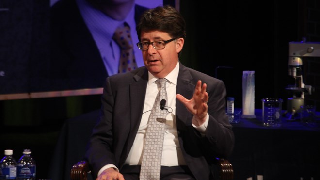 Attorney Dean Strang finally made it to Sudbury for an evening to chat with Laurentian University forensic anthropology professor Dr. Scott Fairgrieve inside a sold out Fraser Auditorium. Photo: Matt Durnan
