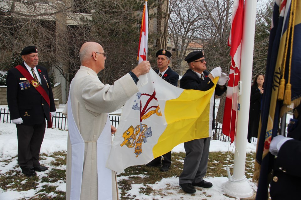 Christ the King Church is celebrating its 100th anniversary this weekend. The centennial celebration got underway with a flag raising ceremony at the church on Saturday afternoon. Photo: Matt Durnan