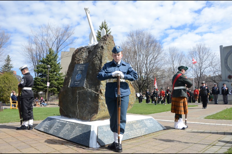 The first Sunday of May is dedicated to remembering the thousands of Canadian men and women who gave their lives during the Second World War's Battle of the Atlantic. Cadets, Legion members and veterans gathered at Memorial Park for the annual ceremony. (Arron Pickard)