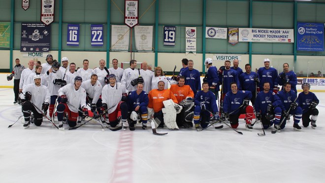 NHL stars and Sudbury doctors squared off at Countryside Arena on Thursday night for the second annual NHL vs Docs hockey game. (Photo: Matt Durnan)